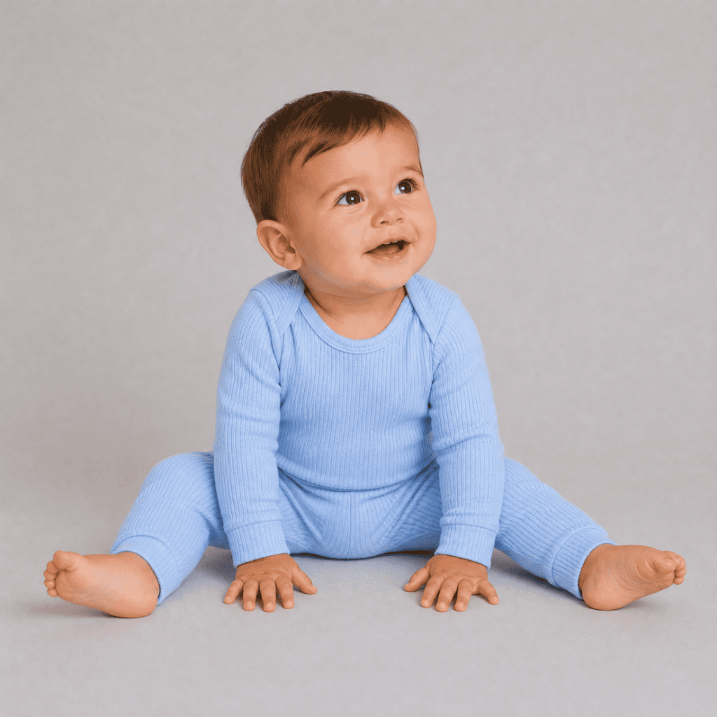 Conjunto Infantil Canelado 2 Peças Body e Calça Roupa de Bebê Menino Menina Enxoval Ribana Liso