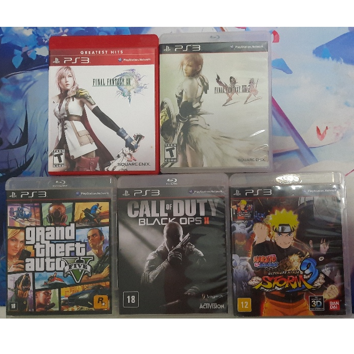 Jogos PS3 GTA V, Black Ops 2, Naruto Storm 3, Final Fantasy XIII XIII-2 Originais