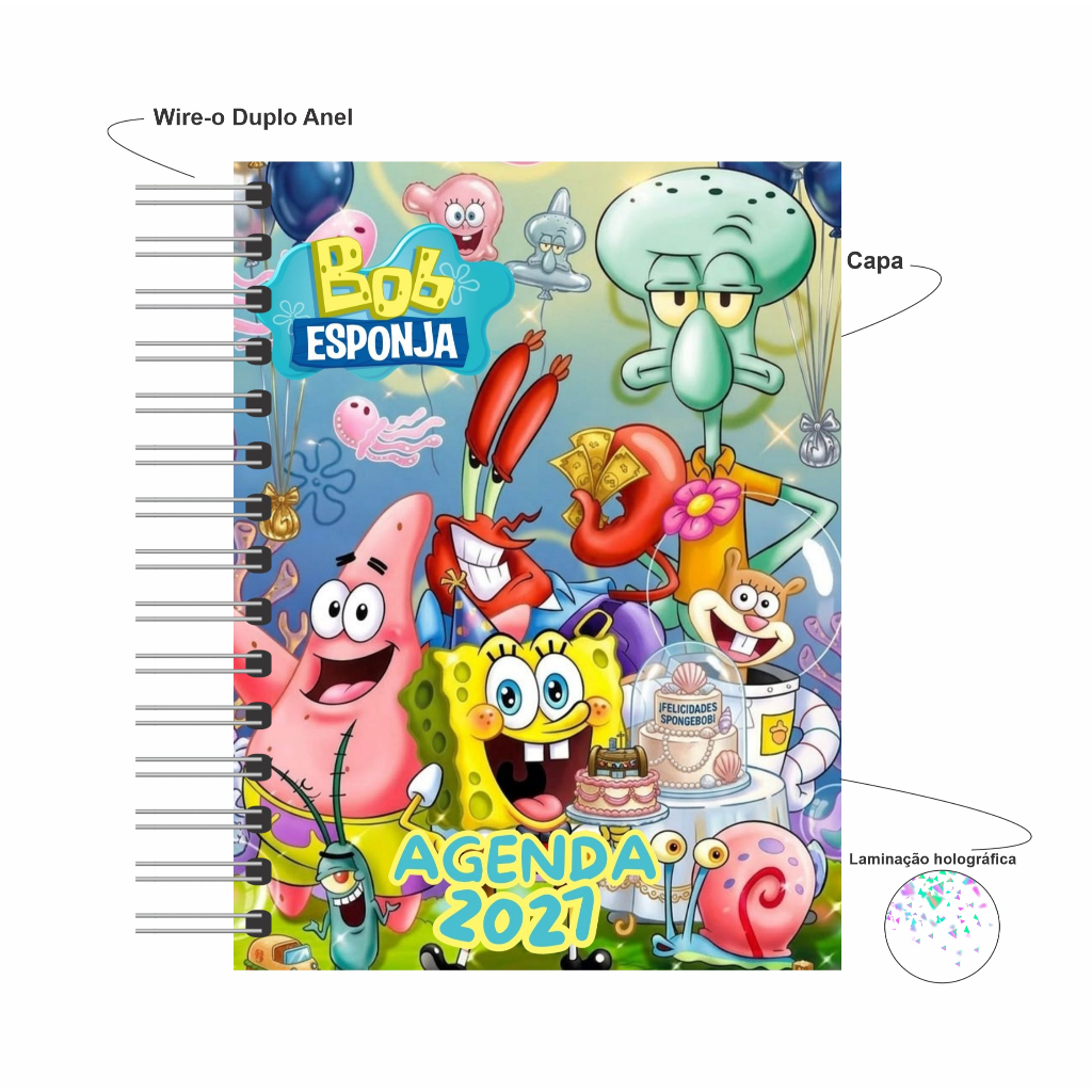 Agenda 2027 Diária Capa Dura Bob Esponja A5 352 Pgs