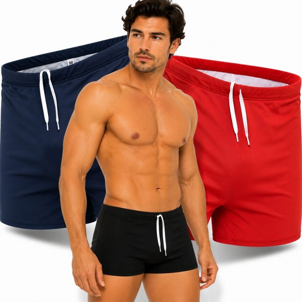 Sunga Boxer Masculina Unidade Kit 2 Kit 3 Secagem Rápida 3 Cores