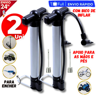 Jogo Bomba De Encher Pneu De Bike Moto Patinete Carrinho Bola Alumínio Mtb Bicicleta