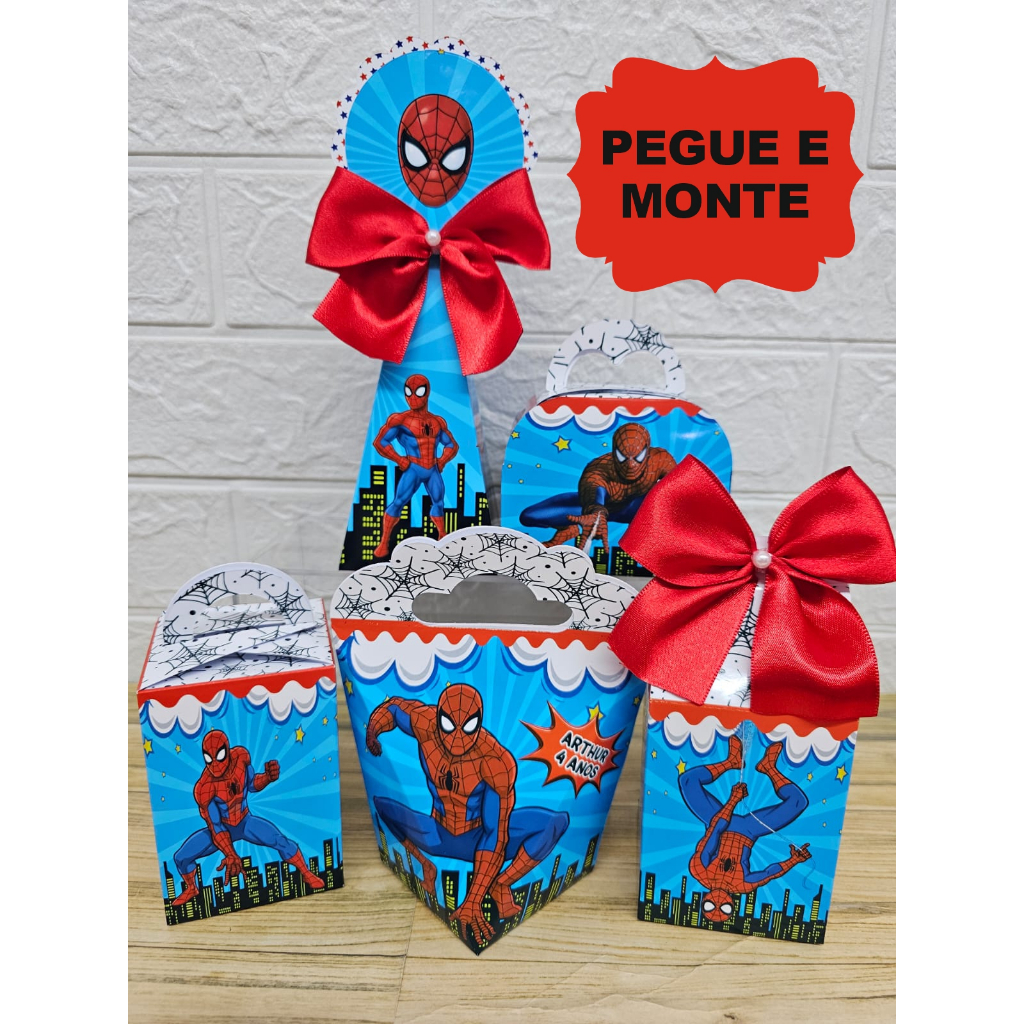 Kit Caixinhas Personalizadas HOMEM ARANHA (PEGUE E MONTE) Lembrancinhas Festa Infantil HOMEM ARANHA