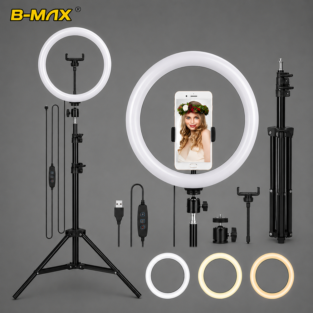 Ring Light 10 Polegadas LED com Tripé 2m Iluminador Suporte Celular para Fotos, Vídeos para TikTok YouTube Instagram