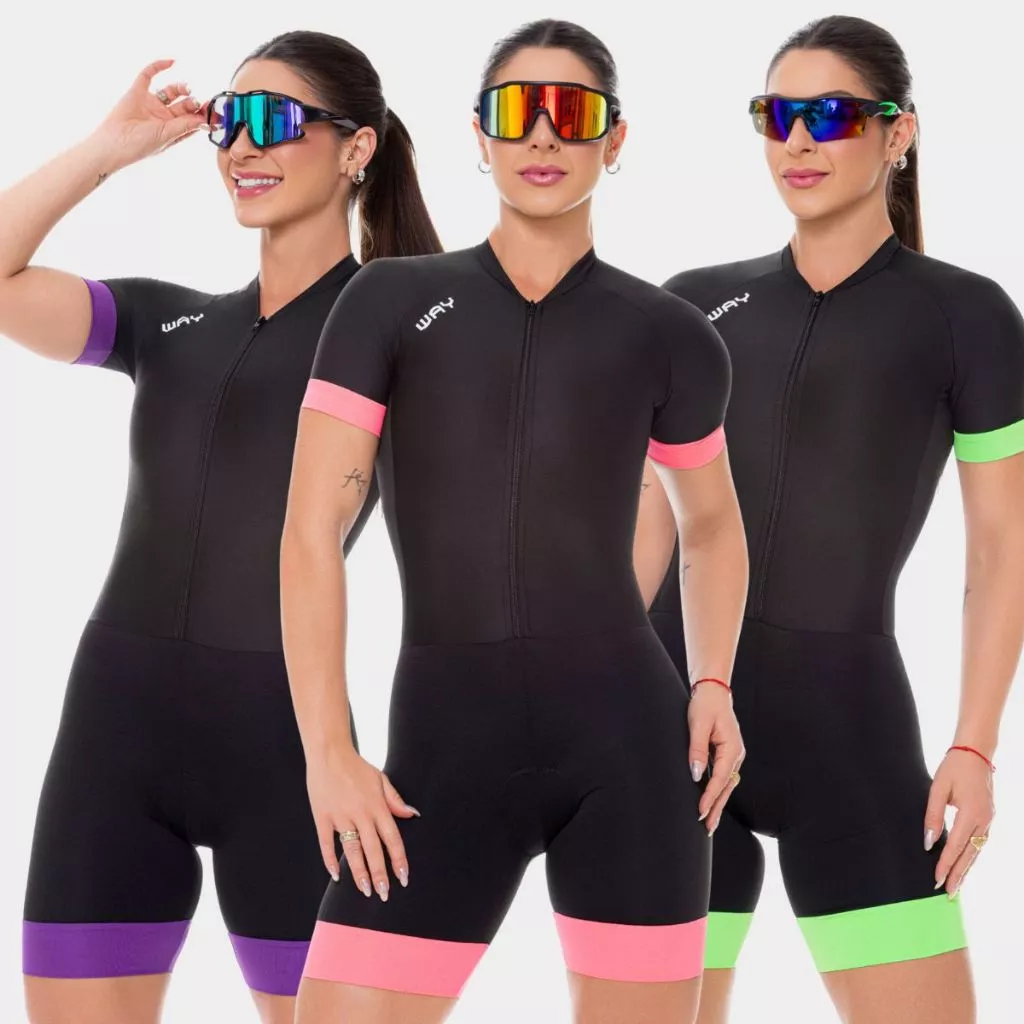 Macaquinho Ciclismo Feminino Macacão Forro com Gel Alta Densidade Almofadado Way Fresh — imagem 1