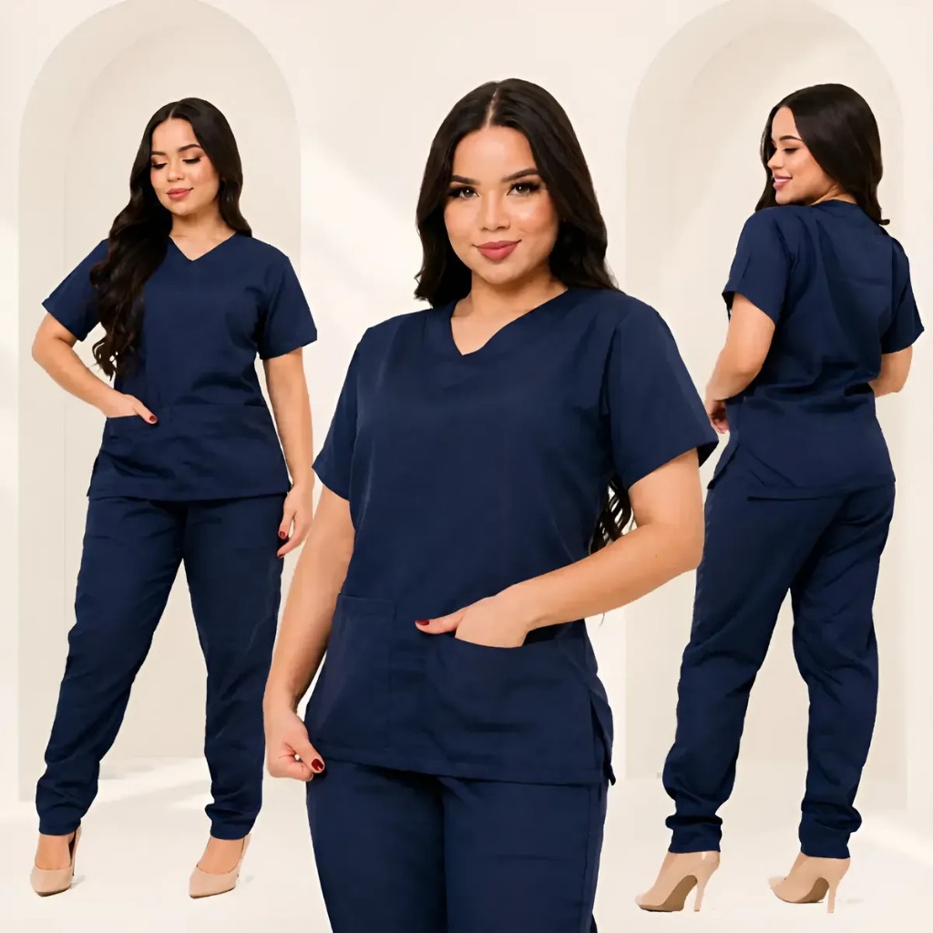 Pijama Cirurgico Feminino Scrub Hospitalar Unissex Farda Uniforme Liso Privativo Clinica E Estetica