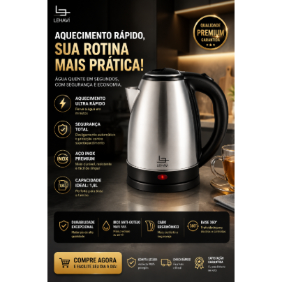 Chaleira Eletrica Inox Capacidade Alta 18 Litros Base Giratoria Potente Rapida Aquecimento 220V