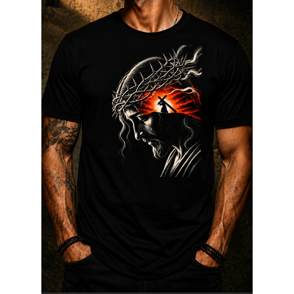 Camiseta Gospel Jesus Cristo Coroa de Espinhos Masculina Premium Estampa Cristã Exclusiva AlGODÃO