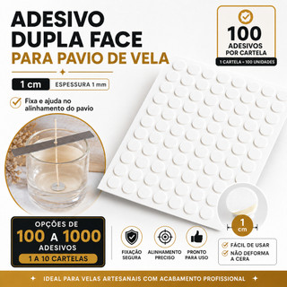 Kit 100 a 1000 Adesivos Dupla Face Pavio Vela 1cm Redondo Autocolante Ilhós Fixação Produção Velas Artesanais