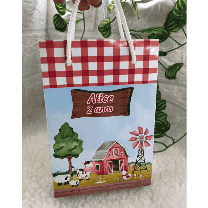Sacolinha Fazendinha Vermelha Personalizada Lembrancinha ou Mimo Aniversário.