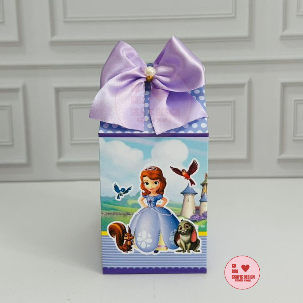 PEGUE E MONTE - Kit Caixinhas Milk Personalizada - Lembrancinhas de Festa Princesa Sofia FAZEMOS EM TODOS OS TEMAS