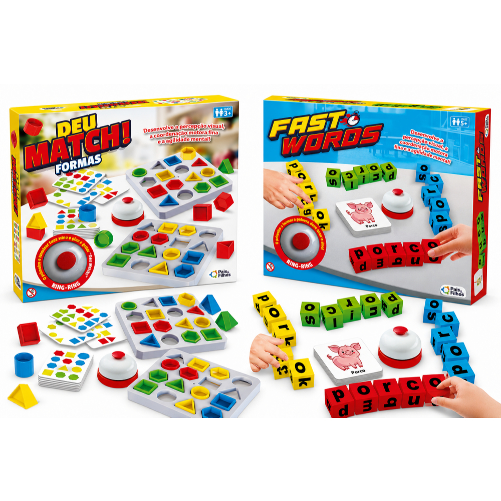 Kit Jogo De Tabuleiro Deu Match + Fast Words