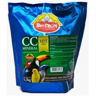 Cc Mineral Mix 1,5kg Biotron - Grit Sem Carvão Para Aves e Pássaros Em Geral Para Toda Fase Da Vida Das Aves