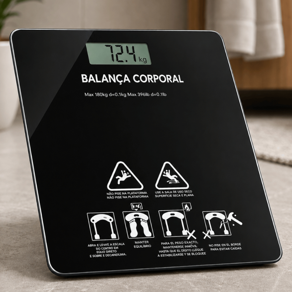 Balança Corporal Digital Até 180kg Alta Precisão Vidro Temperado Premium