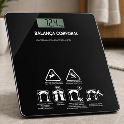 Balança Corporal Digital Até 180kg Alta Precisão Vidro Temperado Premium