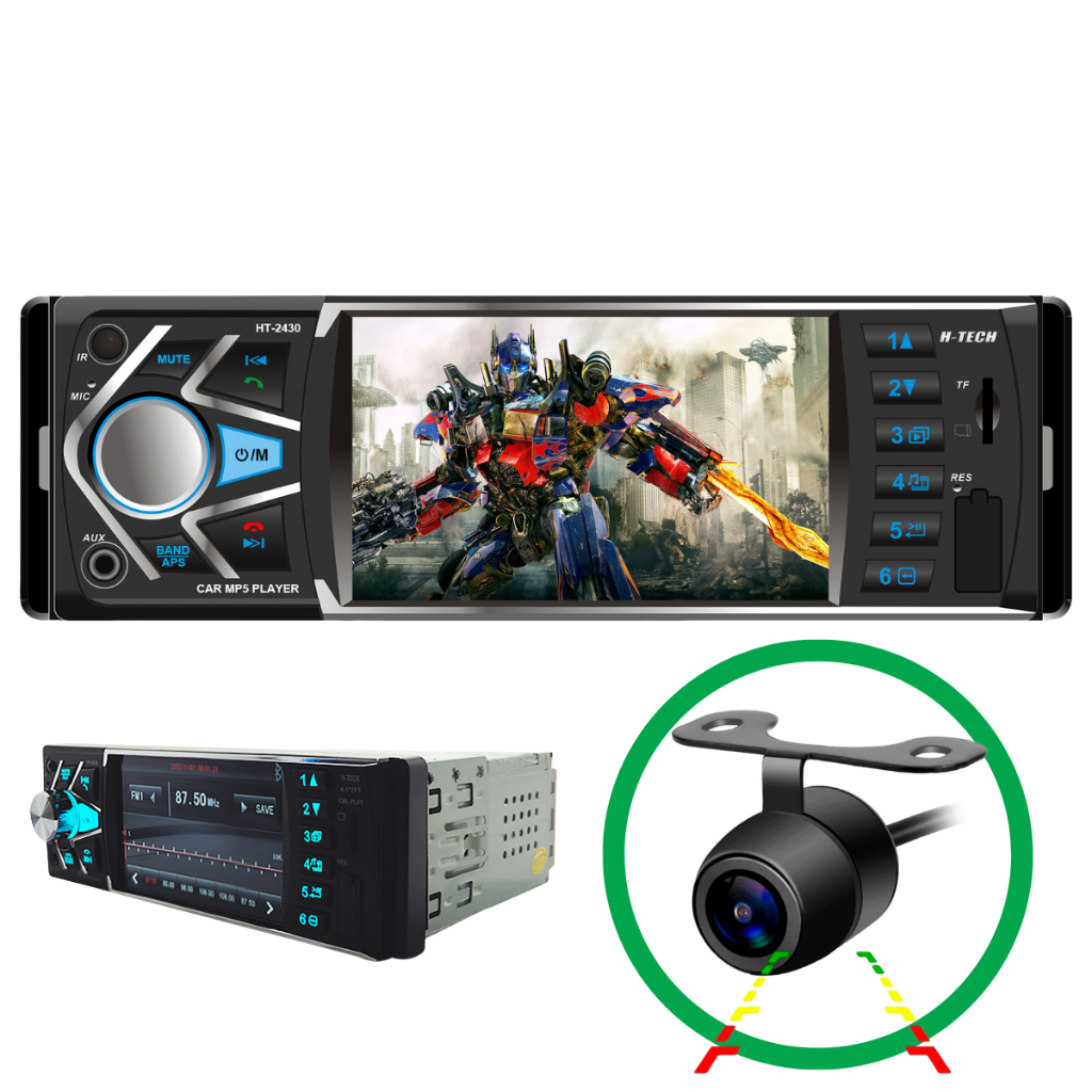 Mp5 Player H-tech Ht-2430 Tela 4 Bluetooth Usb Sd Aux + Câmera de Ré CR50
