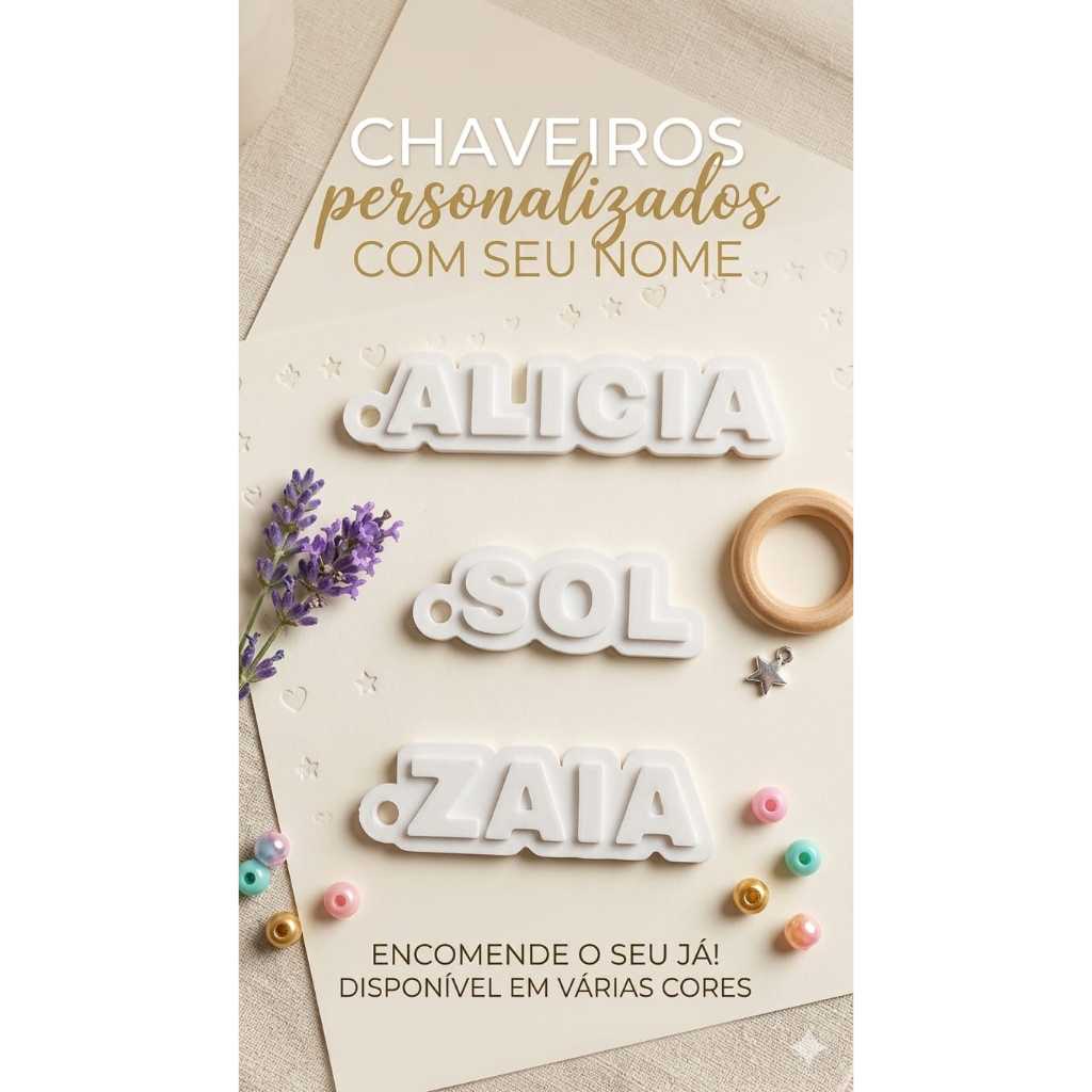 Chaveiro Personalizado Com Nome – Impressão 3D | Lembrancinha, Brinde, Identificador de Mochila e Bolsa.