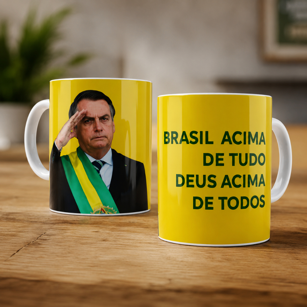 Caneca Bolsonaro Brasil Acima de Tudo e Deus Acima de Todos – Porcelana 325ml