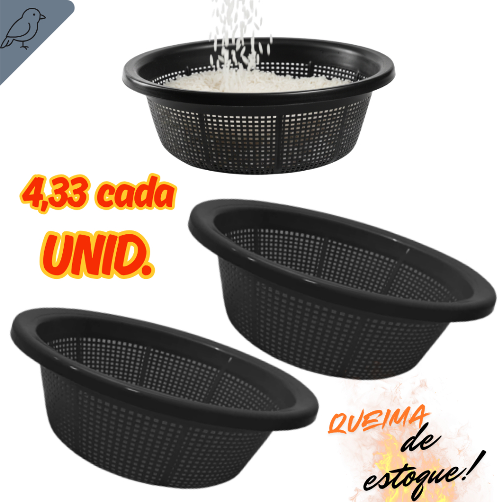 Kit 3 Escorredor De Alimentos Lavatudo Graos Legumes Verduras Feijao Legumes Uso Domestico Cozinha