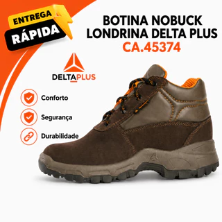 Bota de Segurança DeltaPlus Londrina Couro Marrom Resistente Conforto para Trabalho