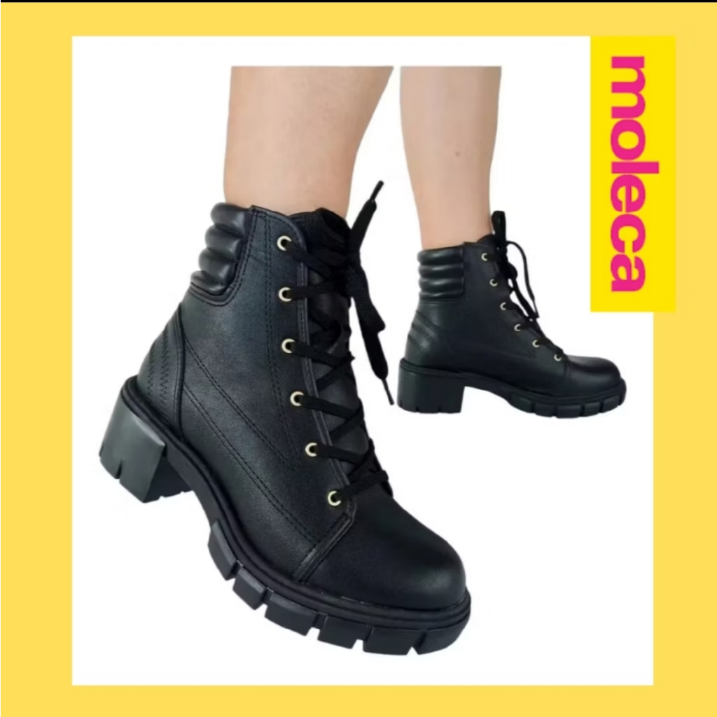 Bota Coturno Feminina Moleca Tratorado Plataforma
