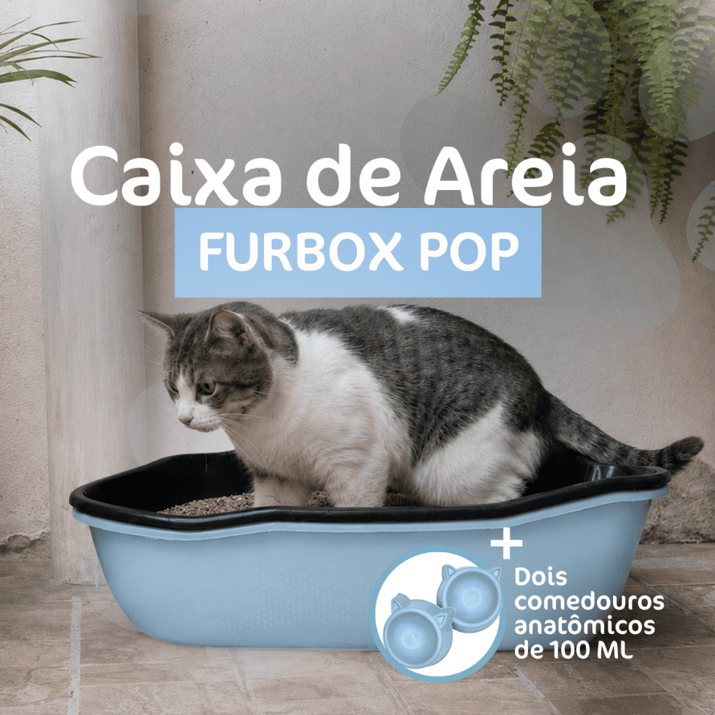 Kit Caixa Areia Furba Pop Pet Banheiro Gato Grande Bandeja Sanitário Inteligente Durapets