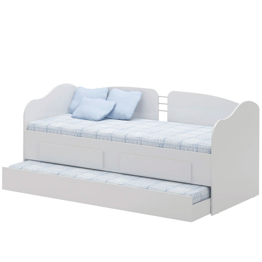 Sofá Cama Solteiro Ditália Cama Auxiliar 2 Gav. CM-08 Branco