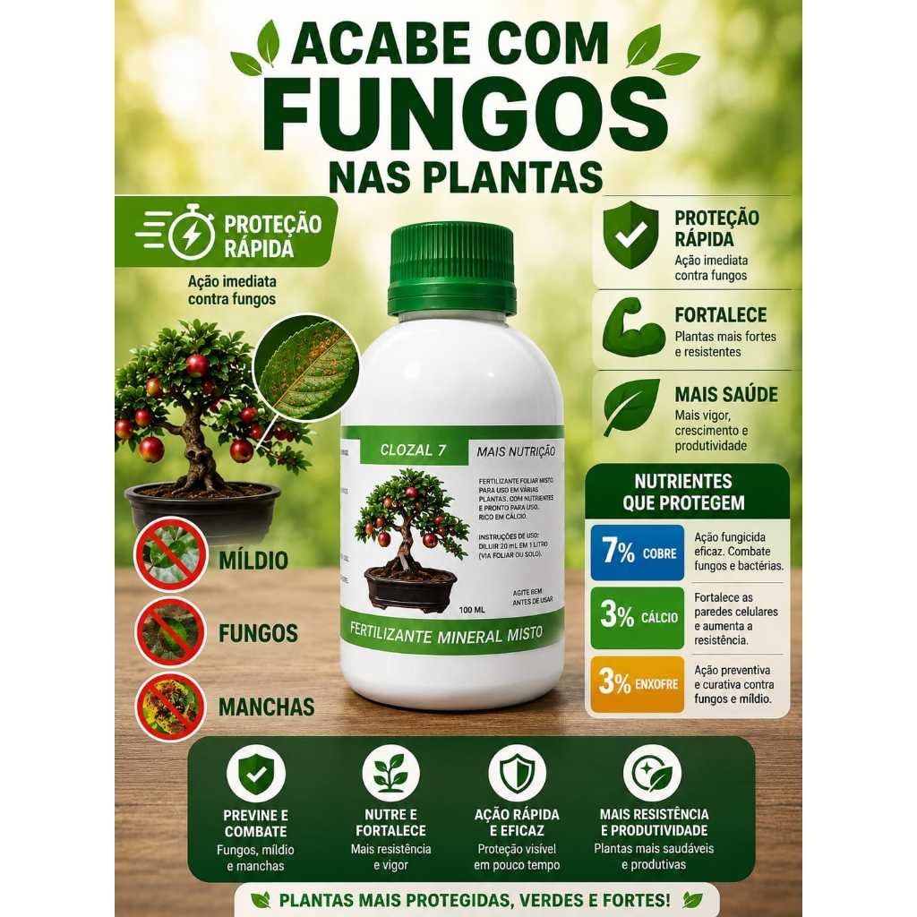 Calda Bordalesa fertilizante Clozal 7 - 100ml Rende 50L