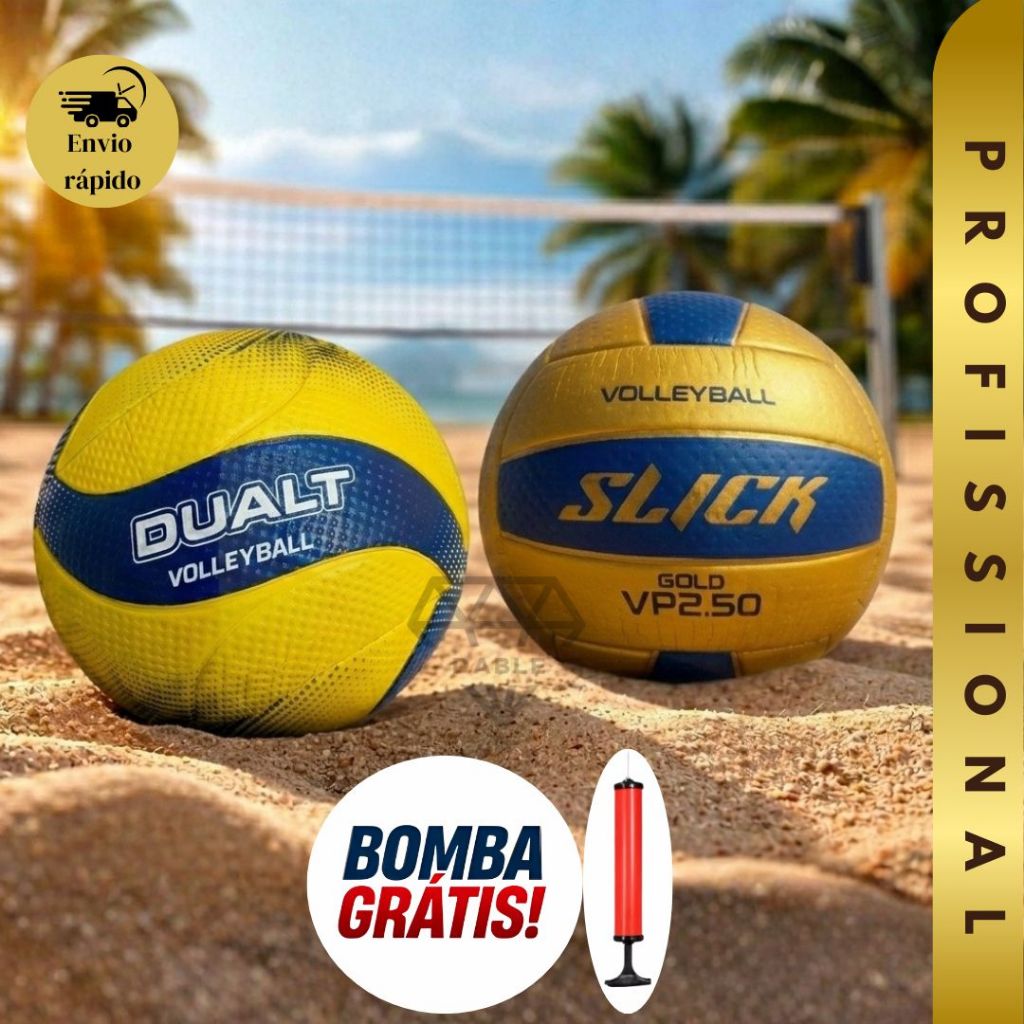 Bola de Volei Profissional + Bomba Para Encher Grátis Dualt Microfibra Para Quadra Areia Volleyball Premium