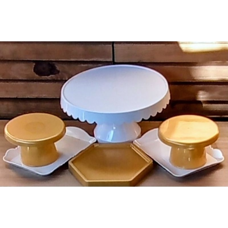 KIT BATIZADO ACRÍLICO PARA DECORAÇÃO DE FESTA - Boleira/ Vaso / Sextavada / Mini Bandeja/ Mesinhas