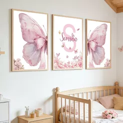 quadro decorativo infantil quarto menina borboletas personalizado