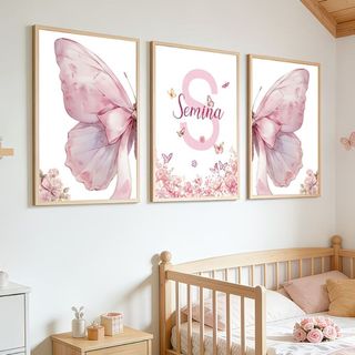 quadro decorativo infantil quarto menina borboletas personalizado