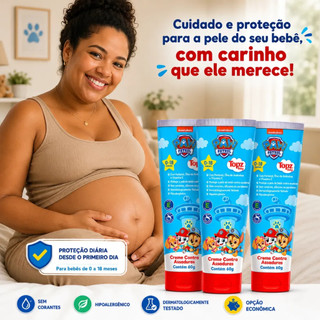 Creme Contra Assadura Bebê Kit 3 Unidades Patrulha Canina Topz Baby Hipoalergênico Vegano 60g