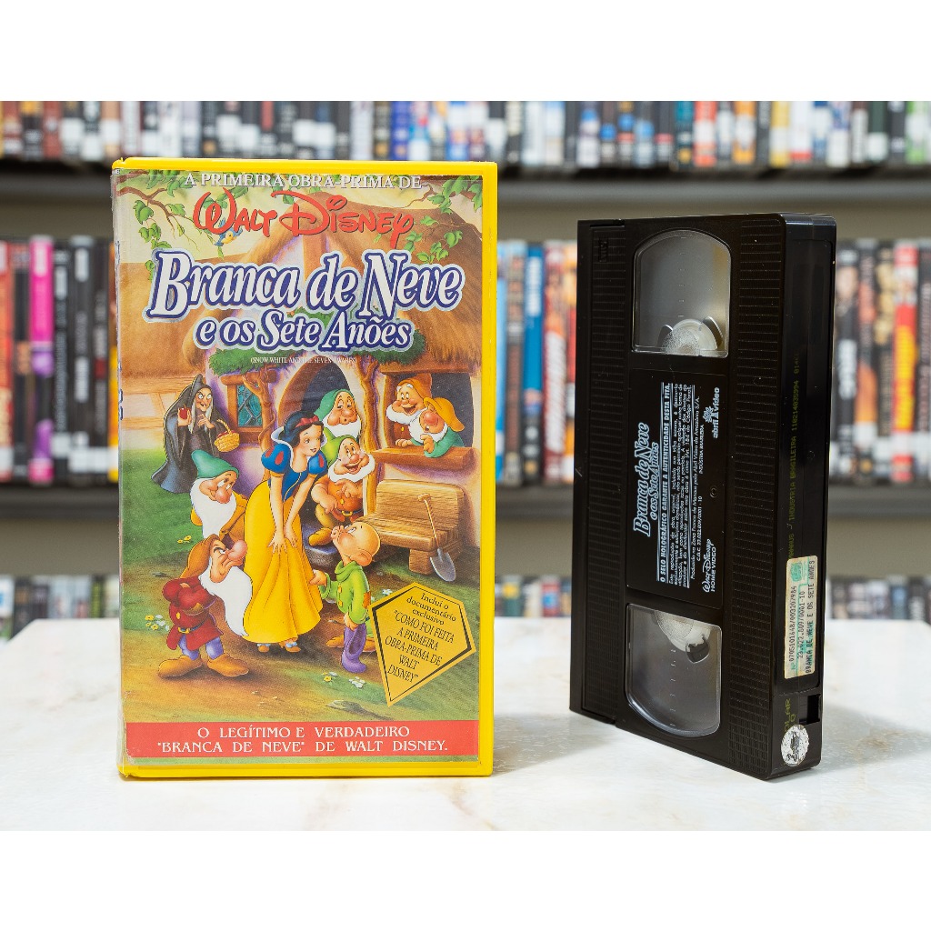 VHS Branca de Neve e os Sete Anões - DUBLADO - Original - Fita de Vídeo Filme Desenho Animado - Disney - Fita Preta