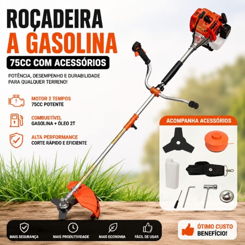 Roçadeira A Gasolina 75cc Com Acessórios .