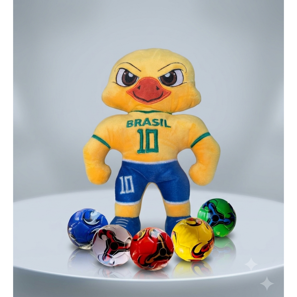 Kit Torcida Pelúcia Canarinho Premium + Bola Futebol