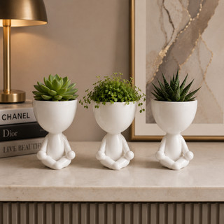 Robert Plant Mini Vasos Bonequinho Meditação Suculentas Cactos Cachepô Decorativo Mesa Escritório Casa Decoração