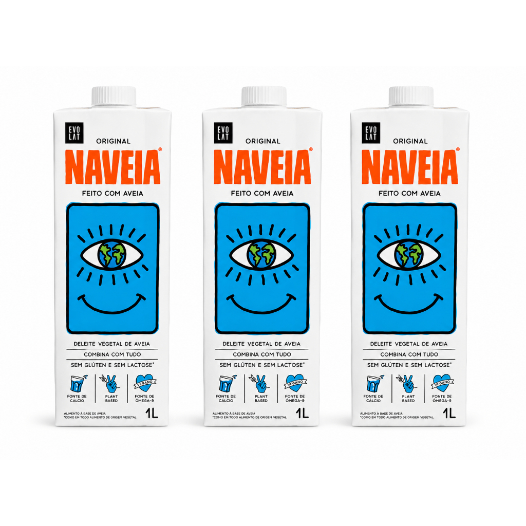Kit 3x Naveia Original 1L  Bebida Vegetal de Aveia Sem Lactose e Sem Glúten