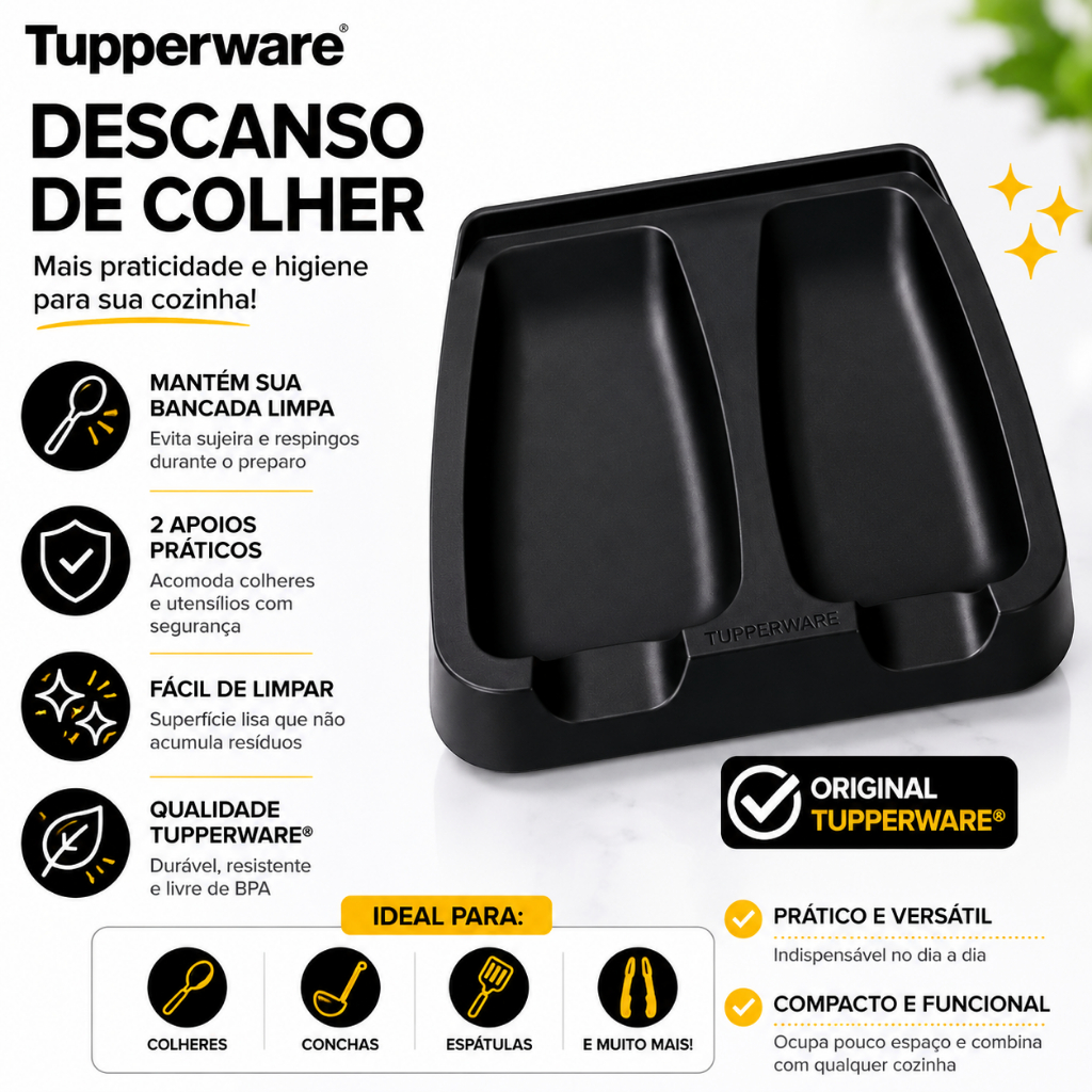 Descanso/Porta Colher p Bancada Pia Mesa Tupperware Apoio Escumadeira Utensílios Cozinha Cor Diversa
