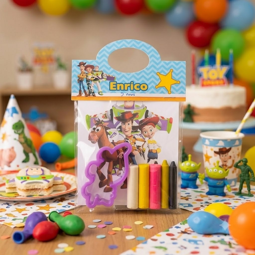 Kit Para Colorir Premium Toy Story Personalizado para Festa Infantil + Kit Massinha + Giz, Lembrancinha Criativa