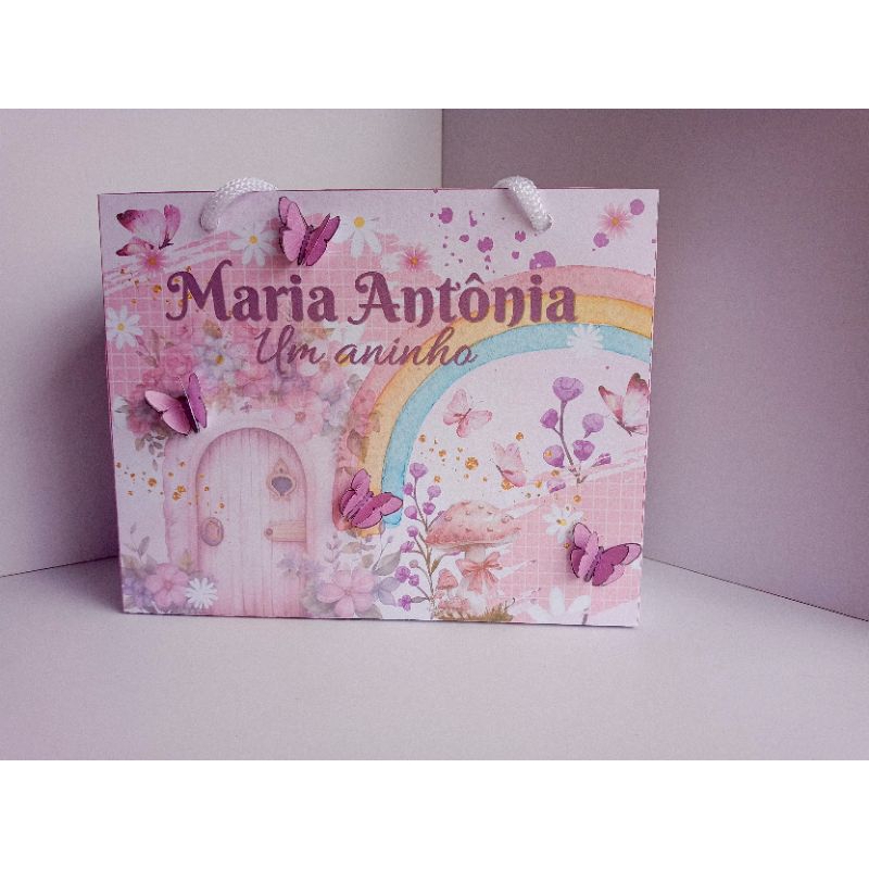 Sacolinha Personalizada Jardim das Borboletas | Jardim Encantado | Lembrancinha | Mimos | Aniversário Festa infantil