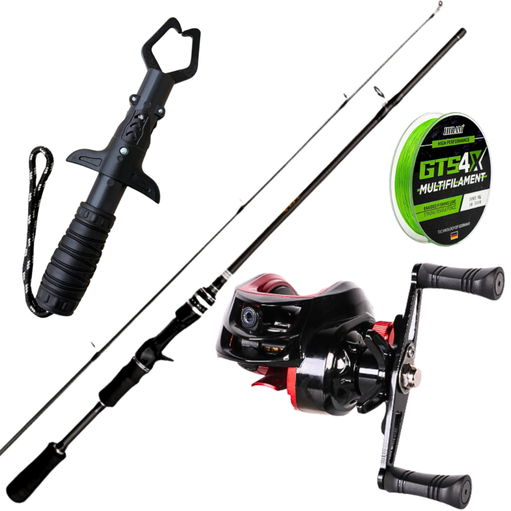 Carretilha de Pesca Anti cabeleira Vara Fibra Carbono 1,65m Maleta Multifilamento Isca Artificial  .