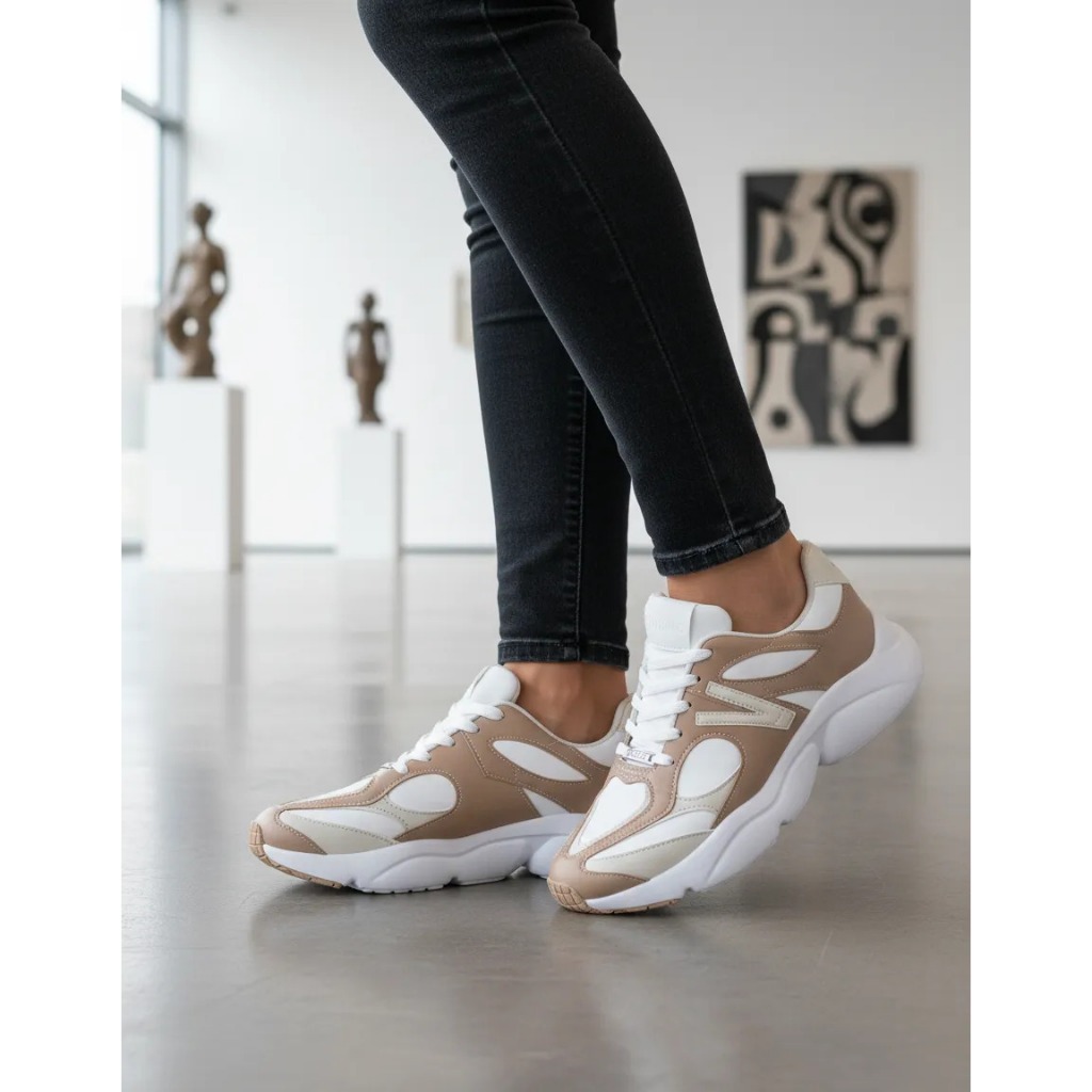 Tênis Feminino Vizzano Sneaker Original Bege e Branco