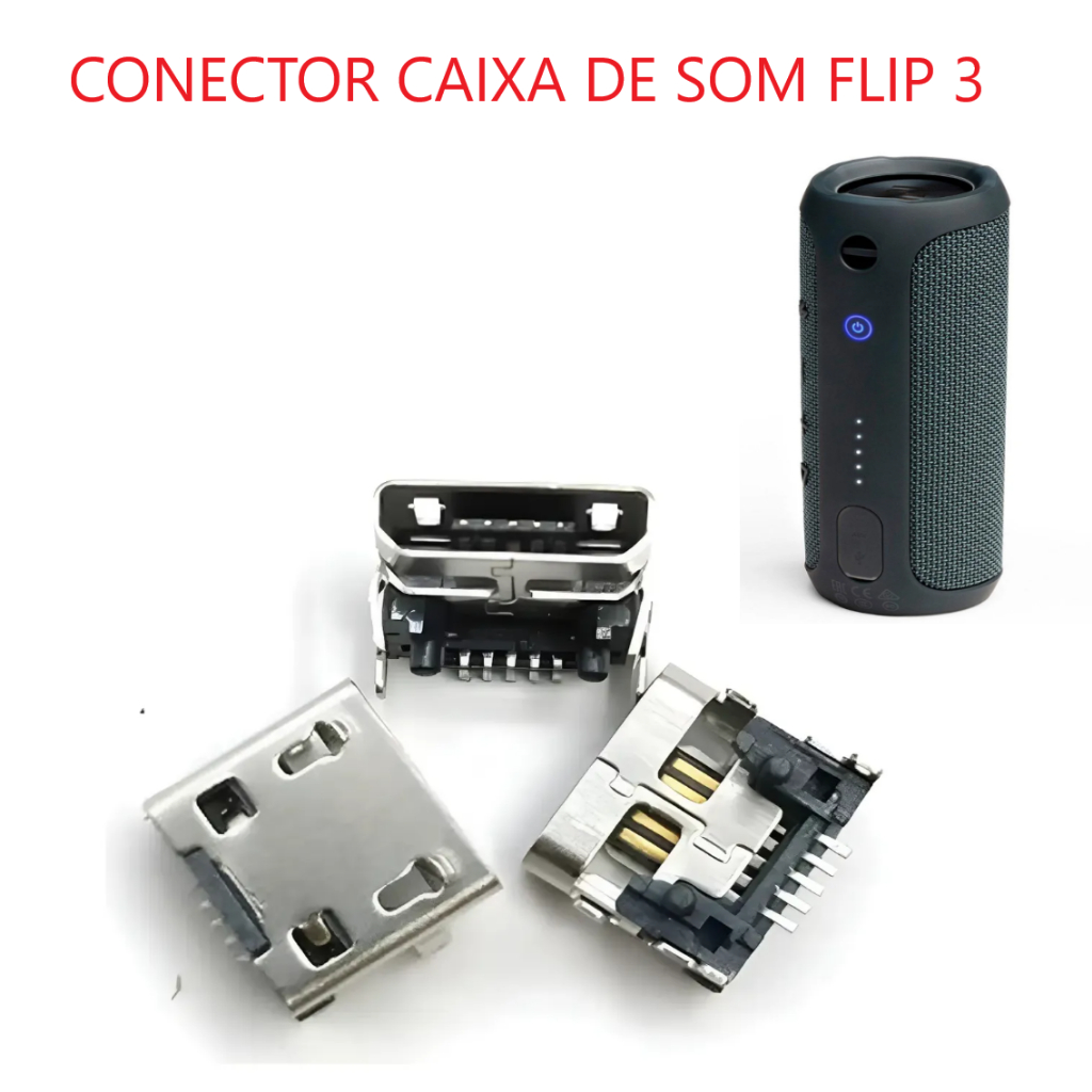 Conector De Carga V8 Dock Micro USB Para Reposição Compatível Com Caixa De Som Flip 3