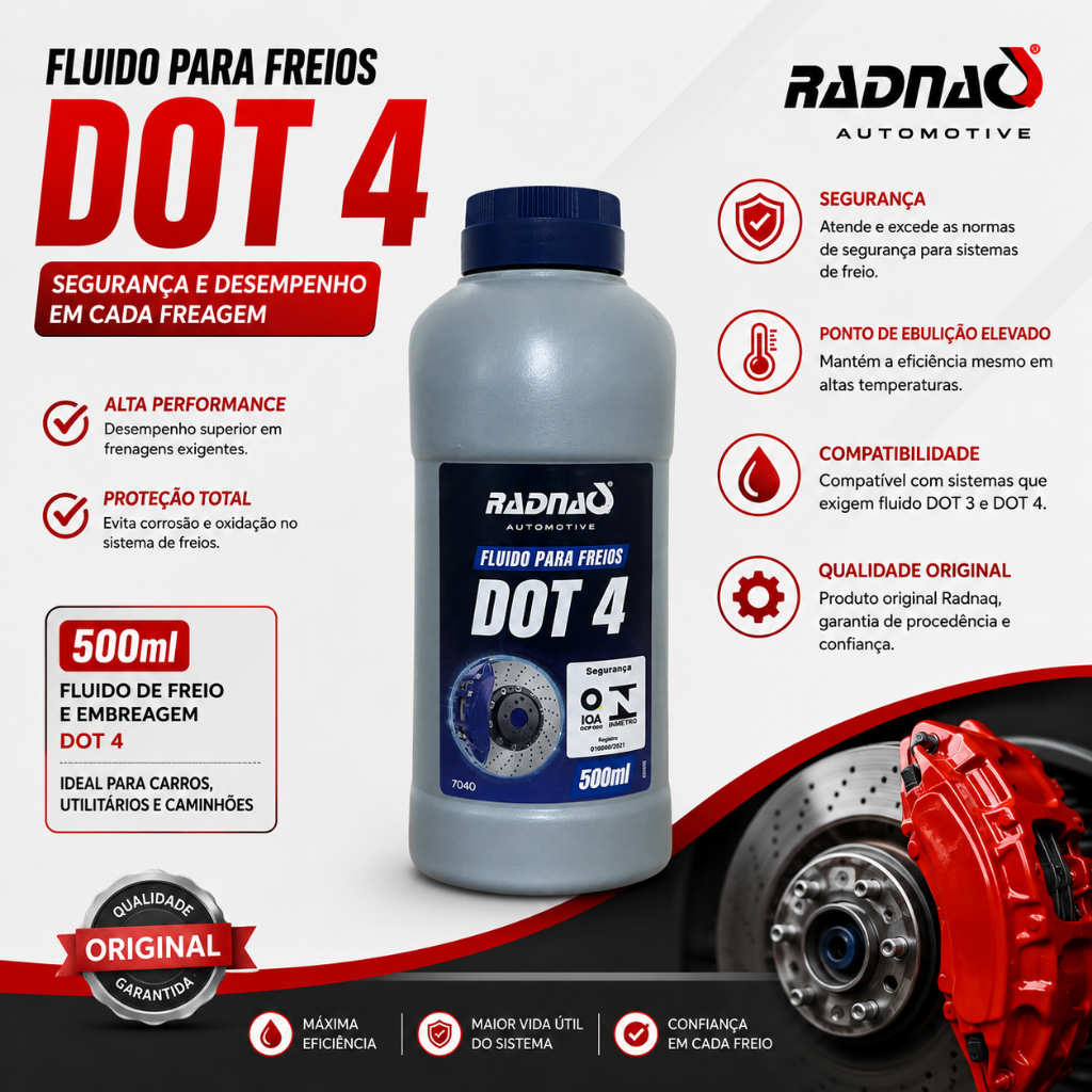 Fluido Óleo De Freio E Embreagem Dot 4 500ml Original Radnaq