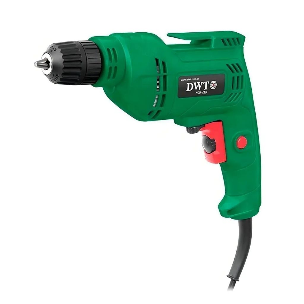 Furadeira Elétrica 450W DWT 220V Reversível 3/8 Mandril 10mm Madeira Metal Alvenaria