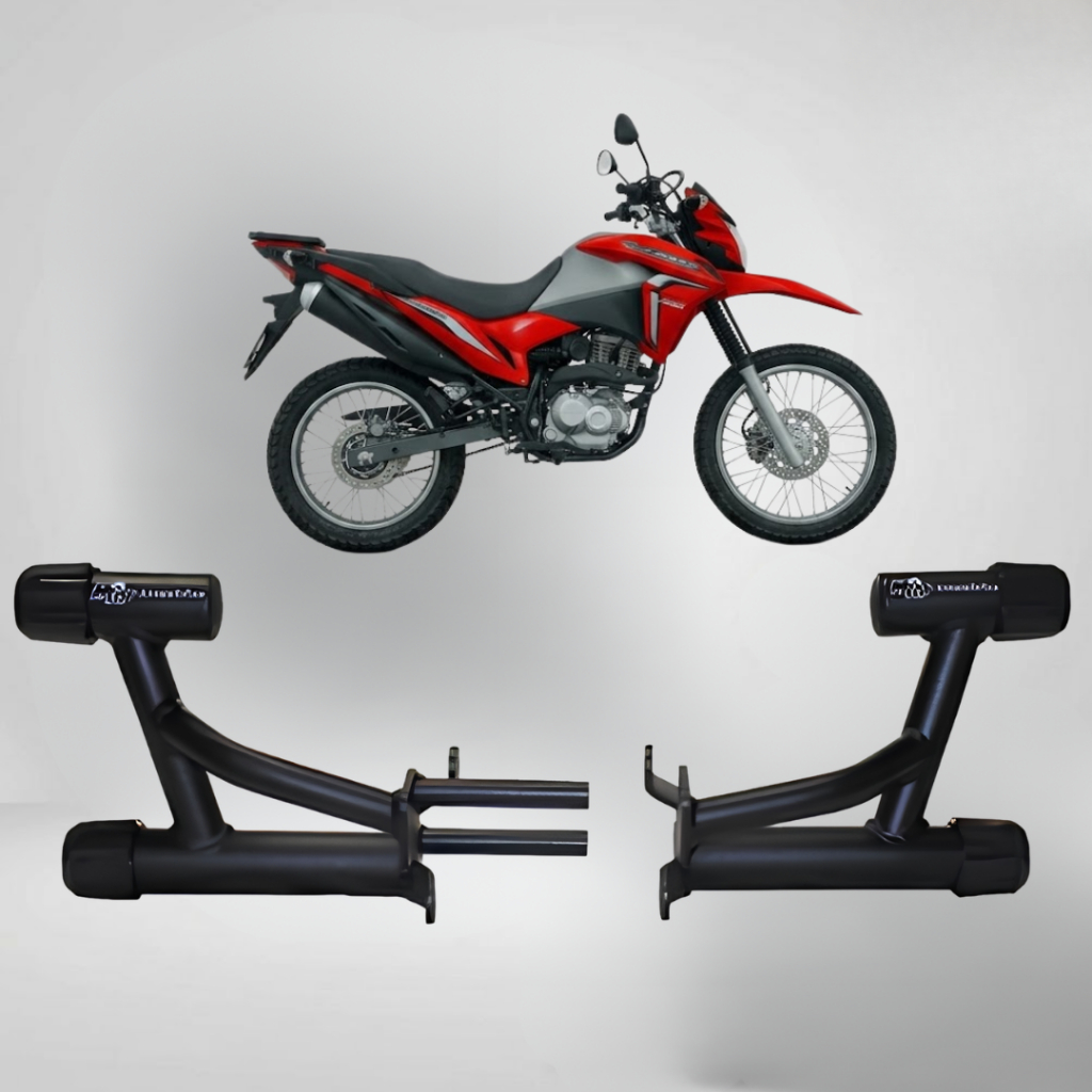 Protetor Wheeling Honda Bros 160 2015 a 2026 XRE 190 2023 a 2026 Preto Fosco Premium