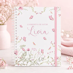 Caderneta de Vacinação e Saúde Personalizada Menina A5 com Nome + Páginas Extras