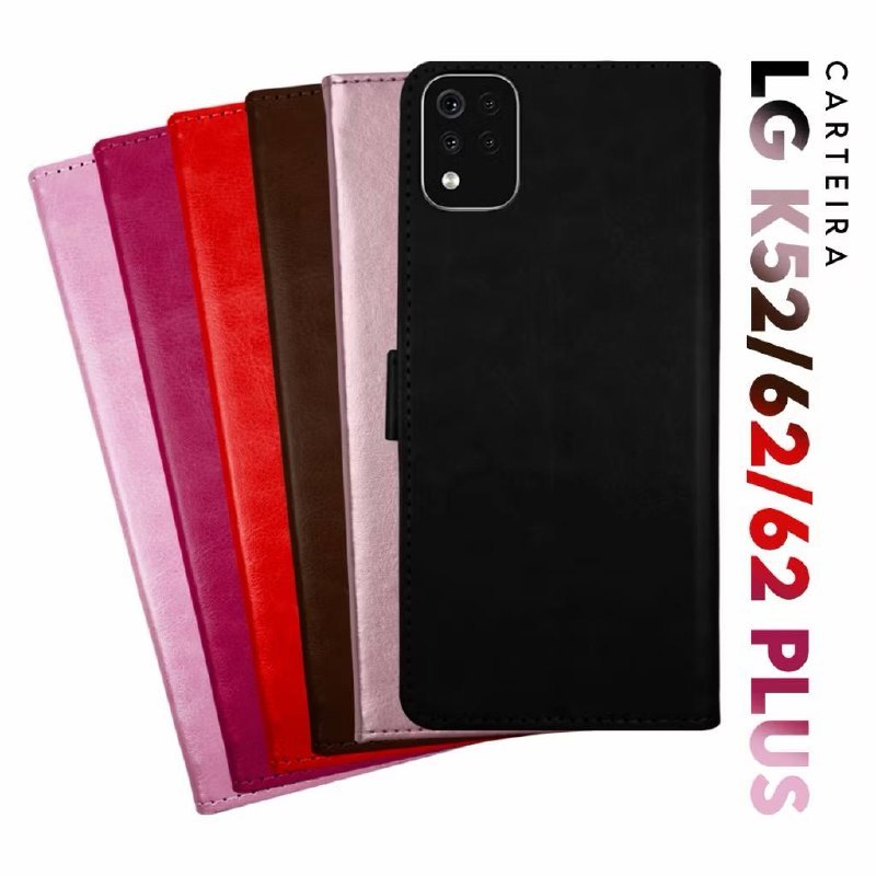 capa case capinha carteira flip cover couro sintético cores LG K52 K62 K62 PLUS