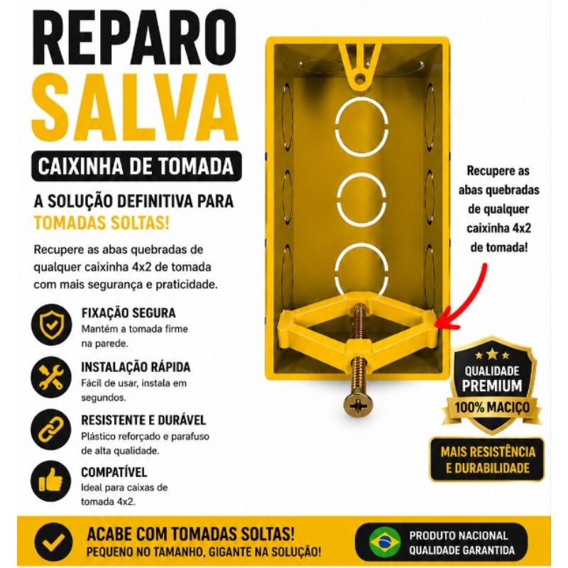 6 Reparo Salva Caixinha 4x2 Parede Recupera Aba (Envio Imediato).
