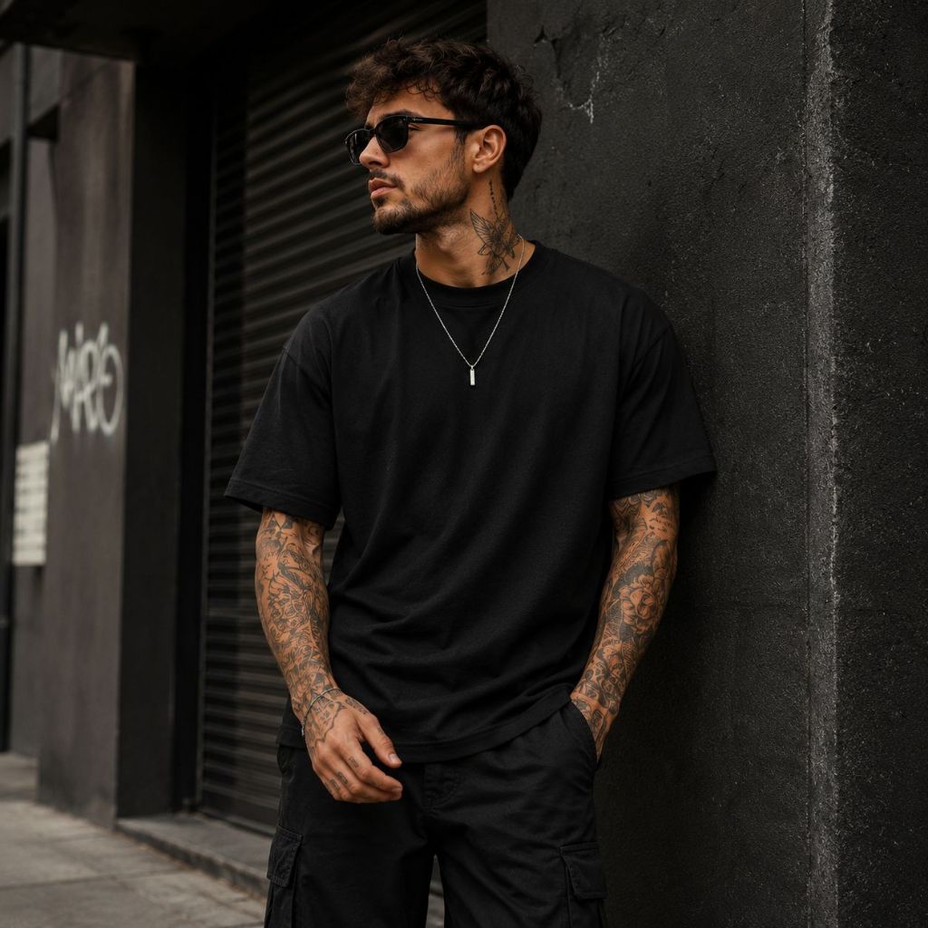 Camiseta Oversized Algodão Premium Masculina Preta Macia Confortável Dia a Dia Academia Trabalho